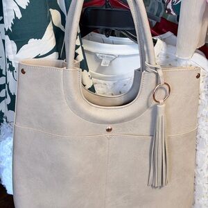 Cream Tassel Tote Bag for Women - Classic Everyday Handbag. Free ship @ 20$ pay